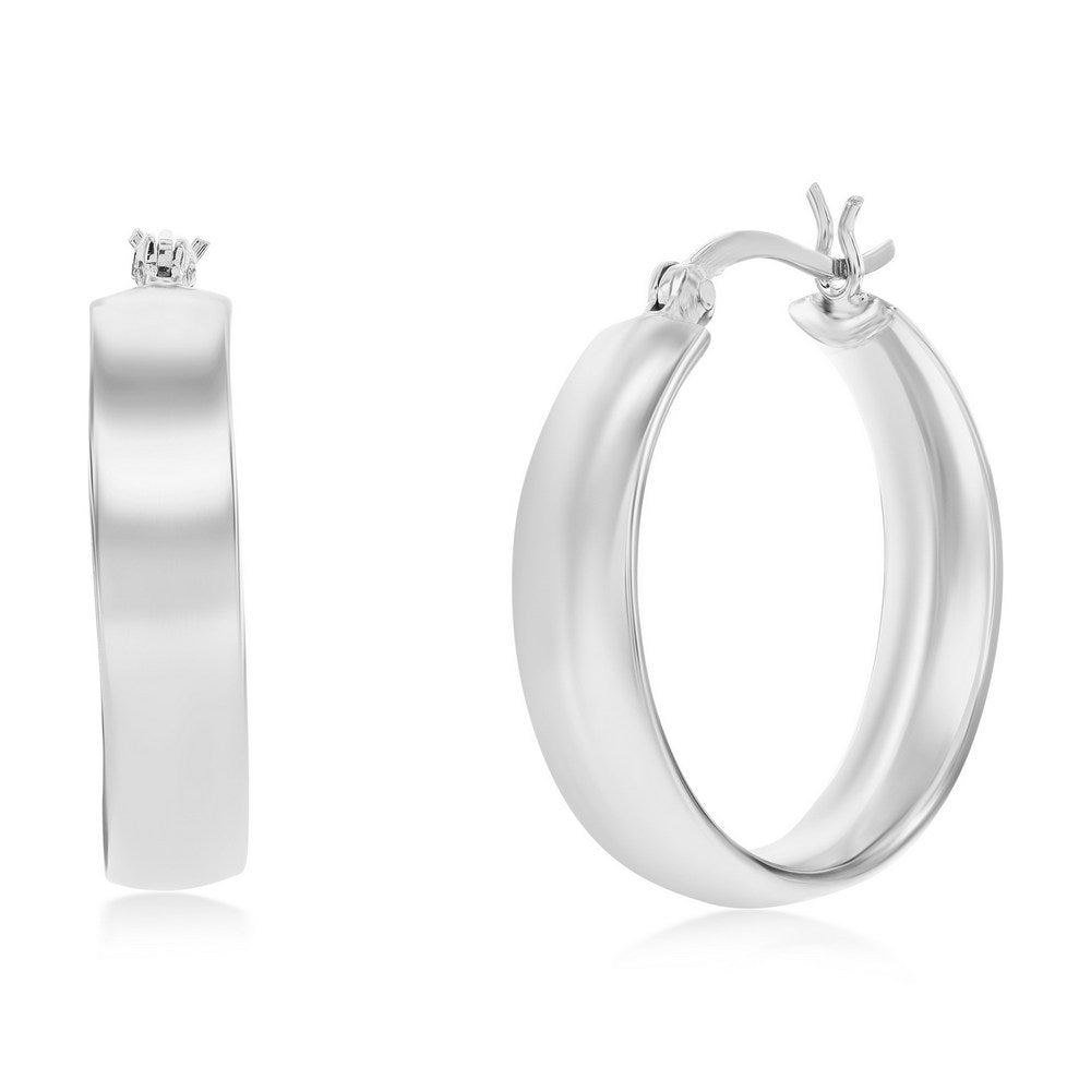 Exclusively Silver Fancy Flat Hoop Earrings