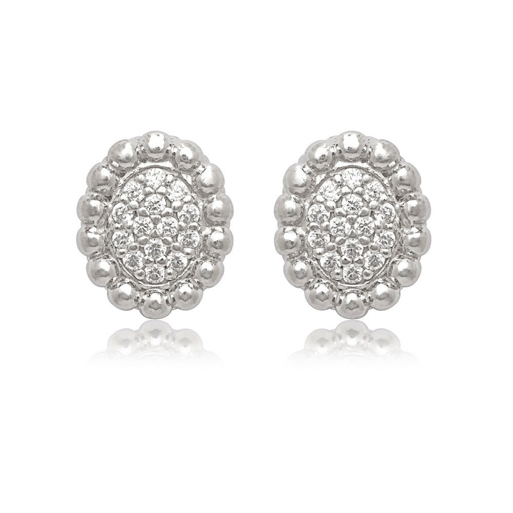 Exclusively Silver Beaded Stud Earrings