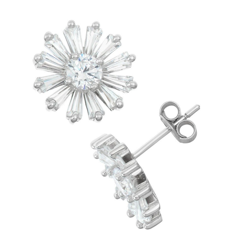 Exclusively Silver CZ Daisy Studs