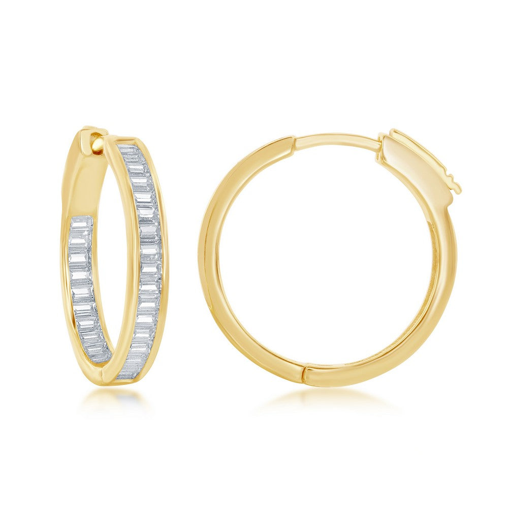 Exclusively Silver Baguette Inside Out Hoops