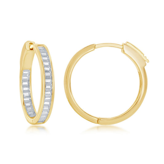 Exclusively Silver Baguette Inside Out Hoops