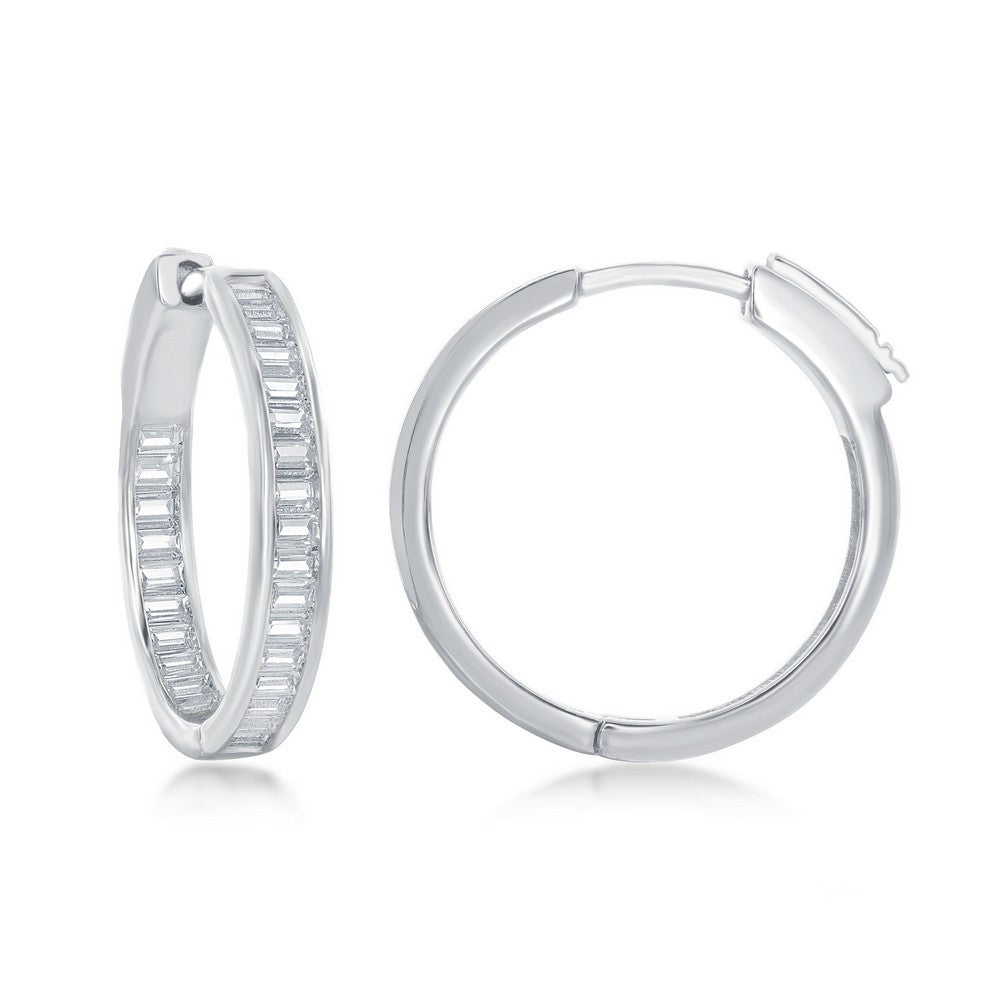 Exclusively Silver Baguette Inside Out Hoops