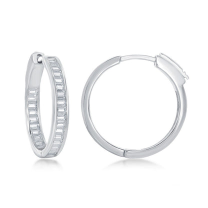 Exclusively Silver Baguette Inside Out Hoops