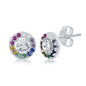 Exclusively Silver Rainbow CZ Halo Studs
