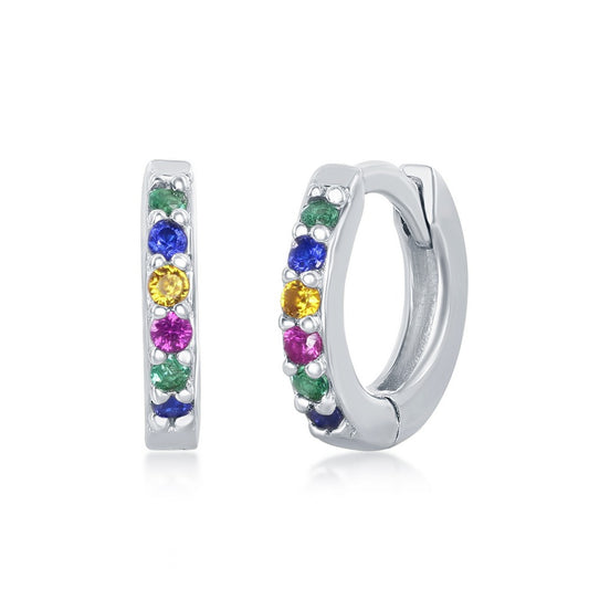 Exclusively Silver Rainbow CZ Huggies