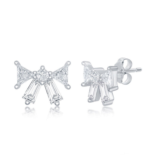 Exclusively Silver Bow CZ Studs