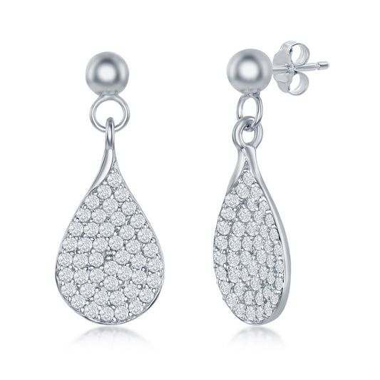 Exclusively Silver Pave Pear Earrings