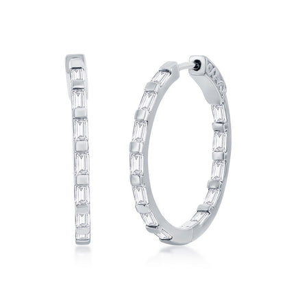 Exclusively Silver Baguette Hoop Earrings