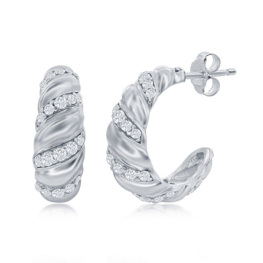 Exclusively Silver CZ Croissant Hoops