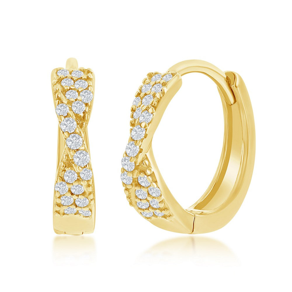 Exclusively Silver CZ Twisted Huggie Hoops