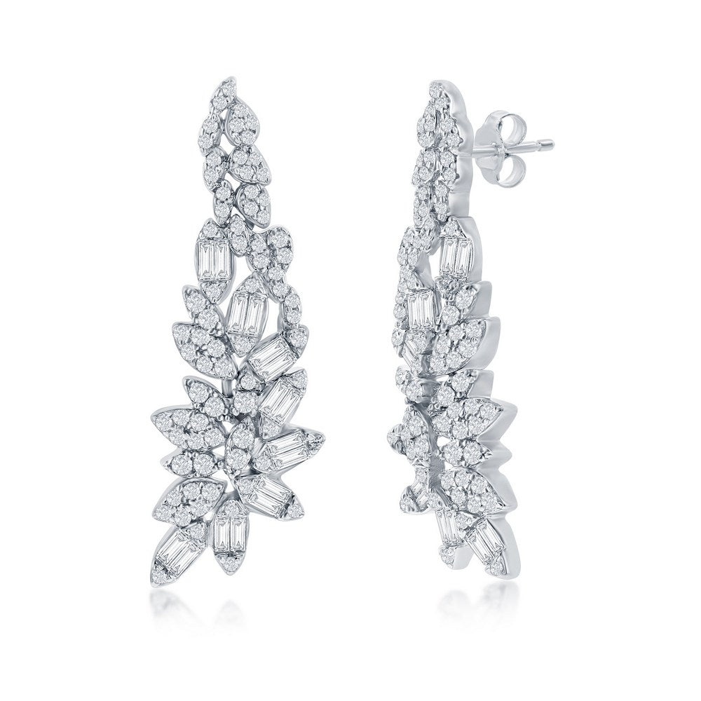 Exclusively Silver Multi-Shaped CZ Long Earrings