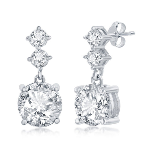 Exclusively Silver Dangle CZ Earrings