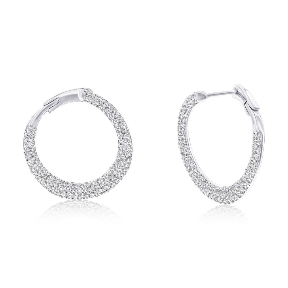 Exclusively Silver Micro Pave Hoops