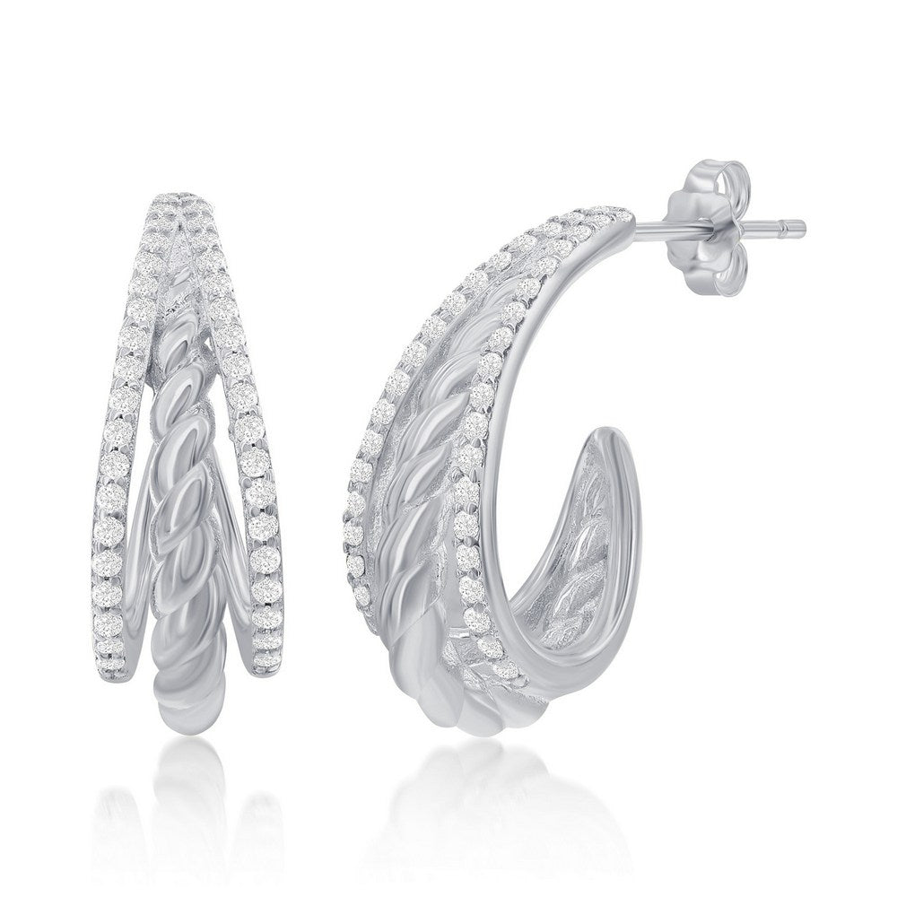 Exclusively Silver Twist Design Half Hoop