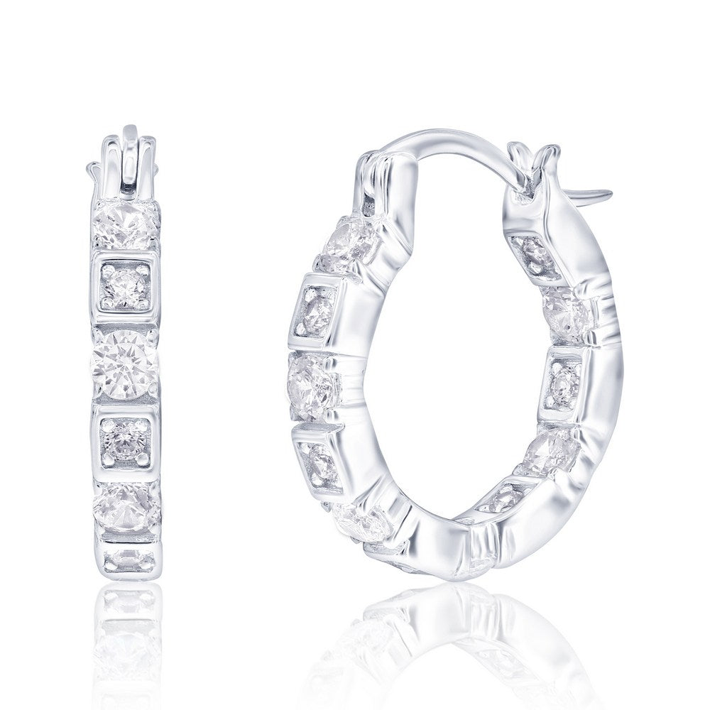 Exclusively Silver Square CZ Hoops