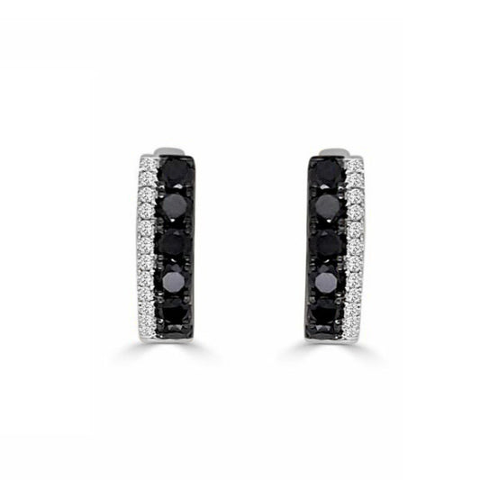 Signature Collection Double Row Black and White Diamond Earrings