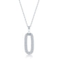 Exclusively Silver Oval Pendant With Pave Stones