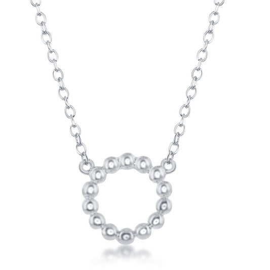 Exclusively Silver Beaded Open Circle Necklace