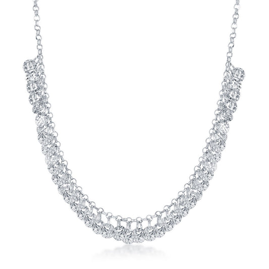 Exclusively Silver Diamond-Cut Dangling Discs Necklace