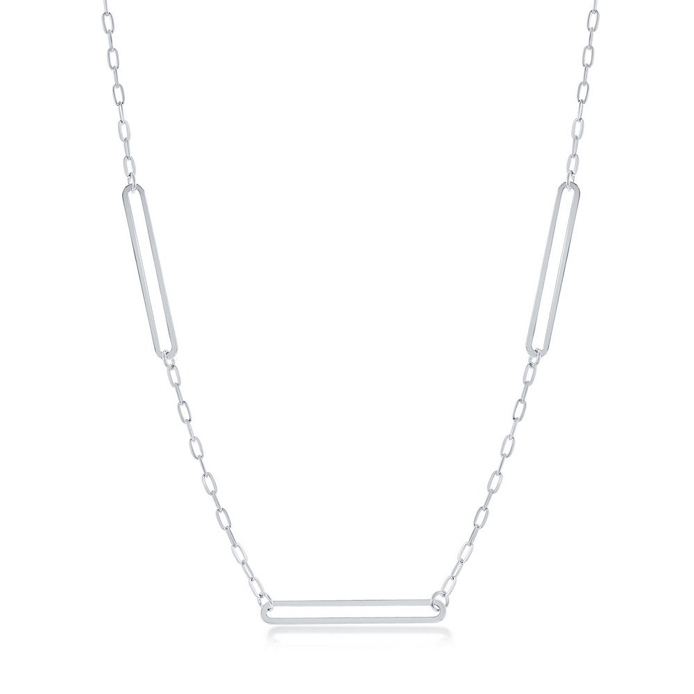 Exclusively Silver 3 Paperclip Station Necklace