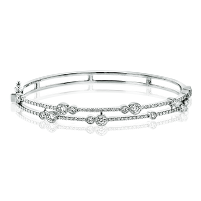 Simon G. Double Row Diamond Bangle Bracelet With Scattered Diamonds