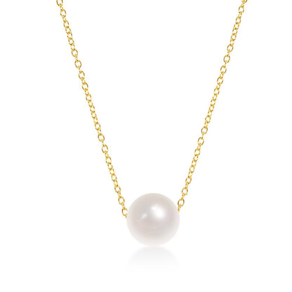 Exclusively Silver Pearl Solitaire Necklace