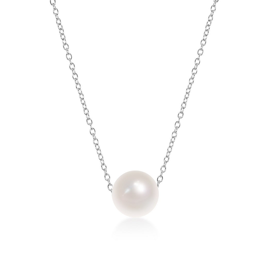 Exclusively Silver Pearl Solitaire Necklace