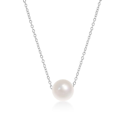 Exclusively Silver Pearl Solitaire Necklace