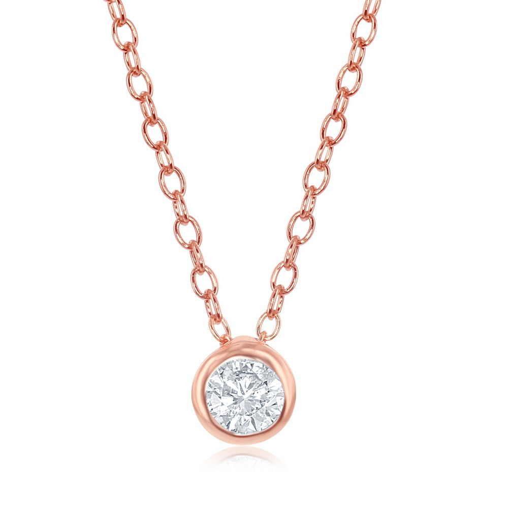 Exclusively Silver Bezel Set CZ Necklace