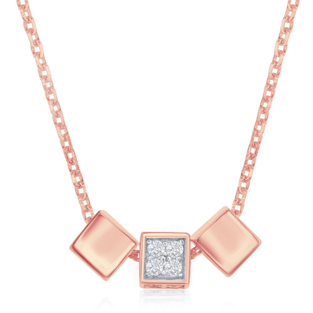 Exclusively Silver CZ Block Necklace