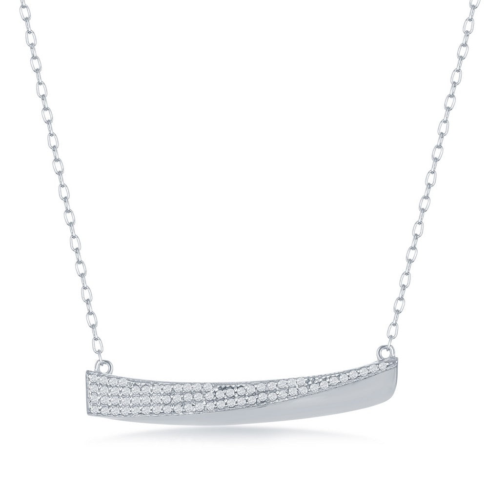 Exclusively Diamonds Half Cz Bar Necklace