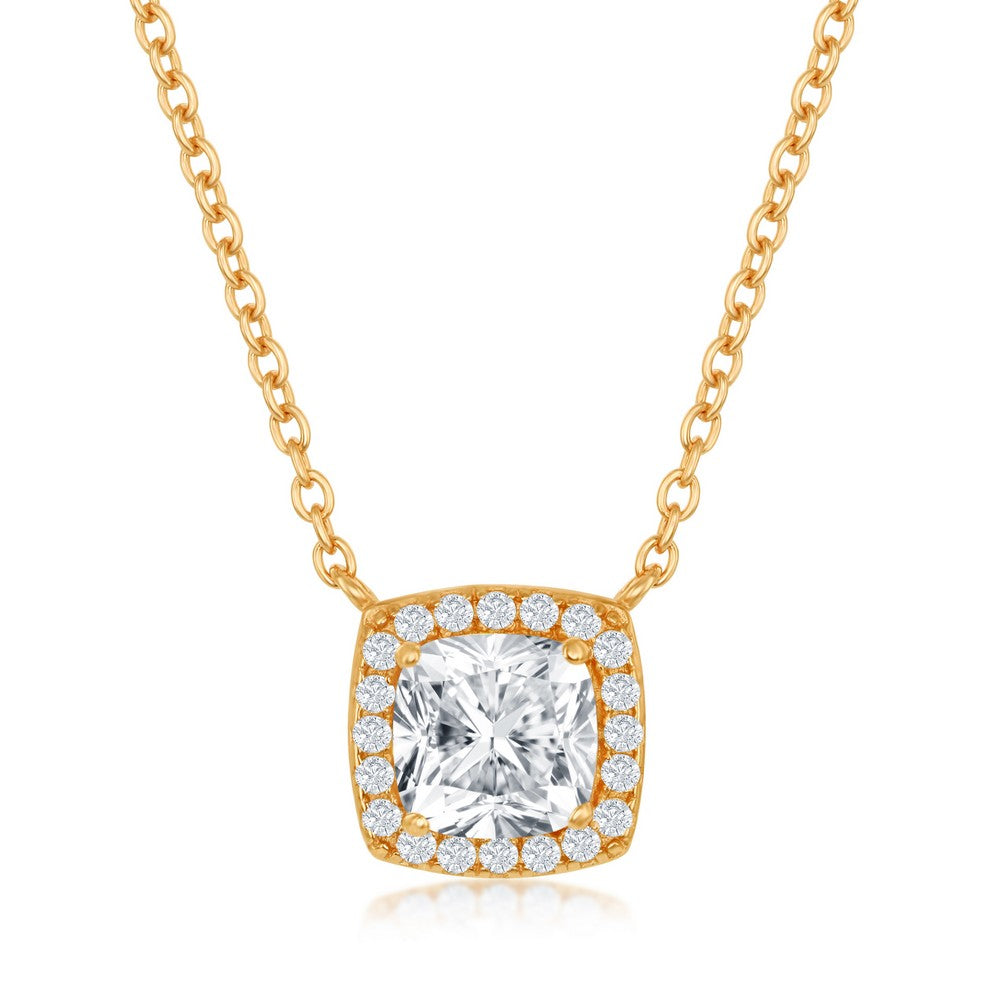 Exclusively Silver Cushion Cut CZ Solitaire Pendant