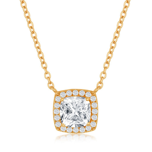 Exclusively Silver Cushion Cut CZ Solitaire Pendant