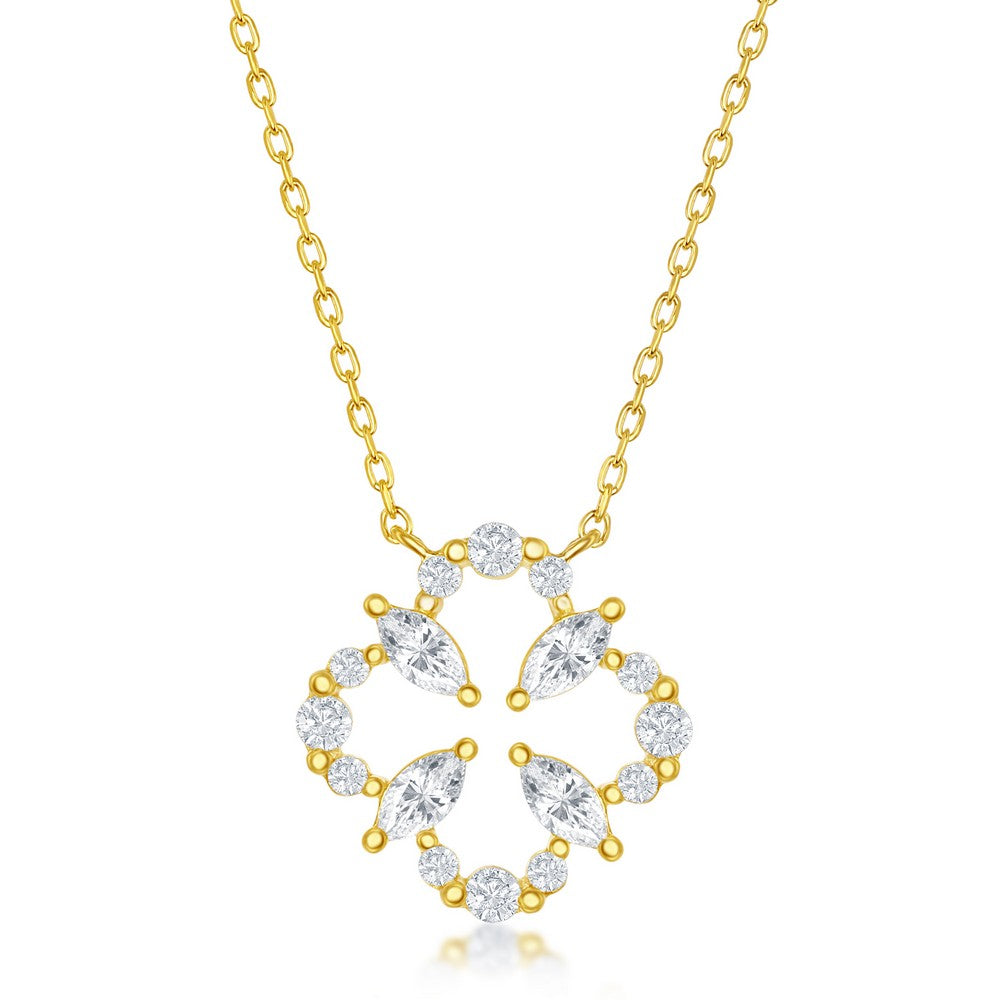 Exclusively Silver CZ Flower Open Necklace