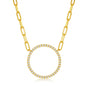 Exclusively Silver Circle Pendant Paperclip Necklace