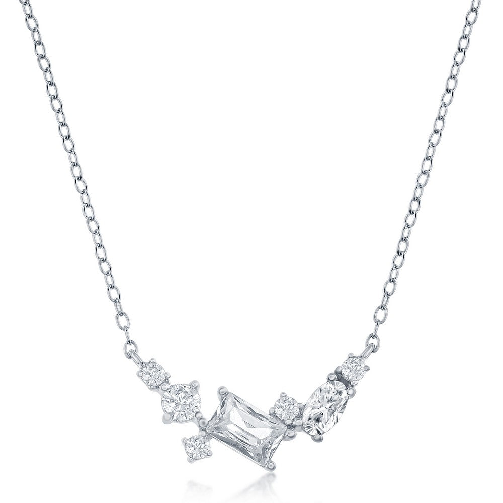 Exclusively Silver Multi-Shaped Cz Necklace