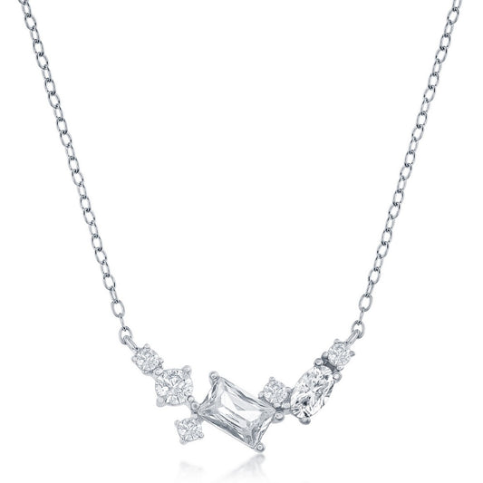 Exclusively Silver Multi-Shaped Cz Necklace