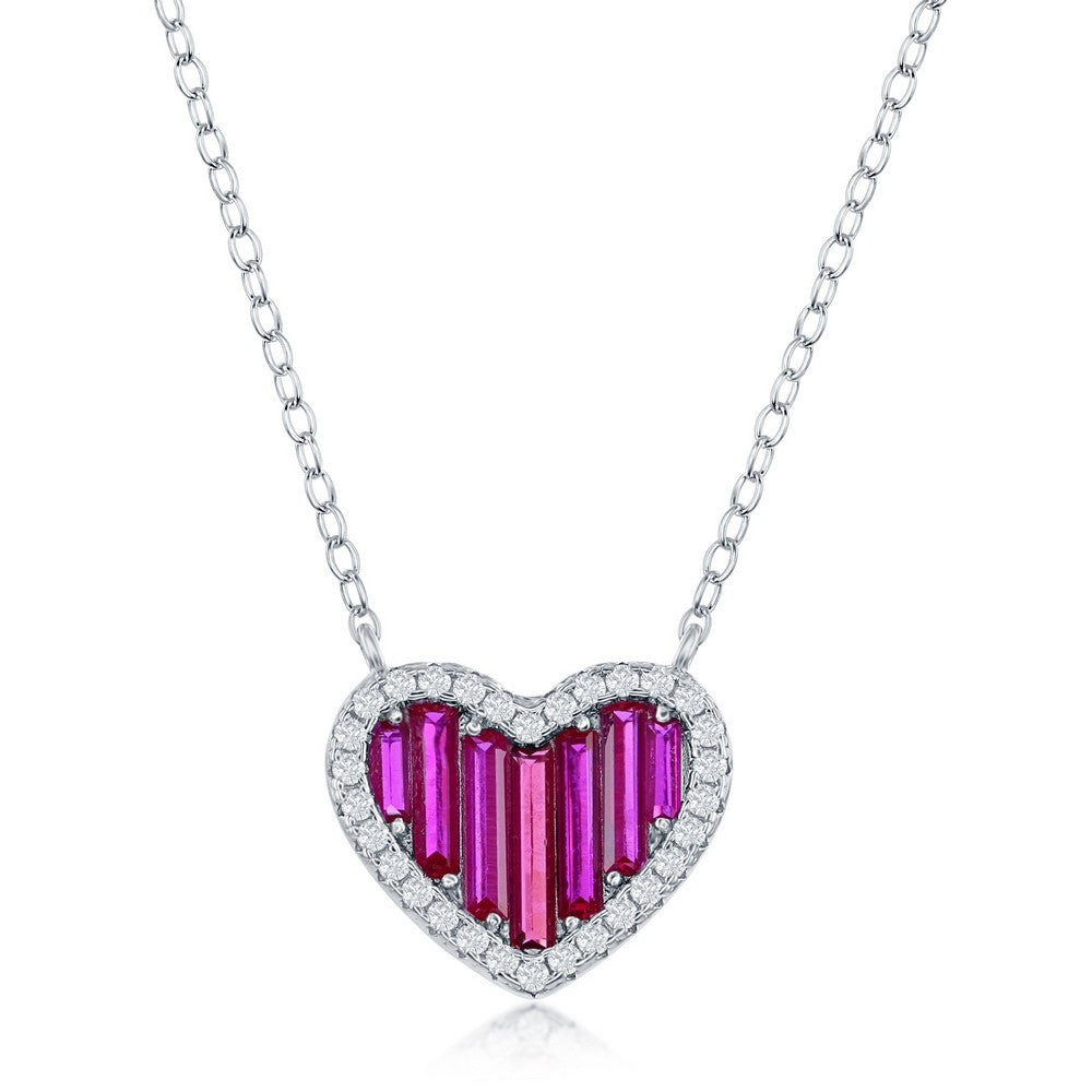 Exclusively Silver Ruby CZ Heart Necklace