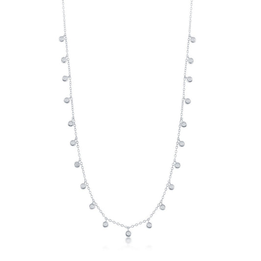 Exclusively Silver Dangling Bezel Set Necklace