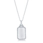 Exclusively Silver Rectangle Tag Pendant With A Cz Border