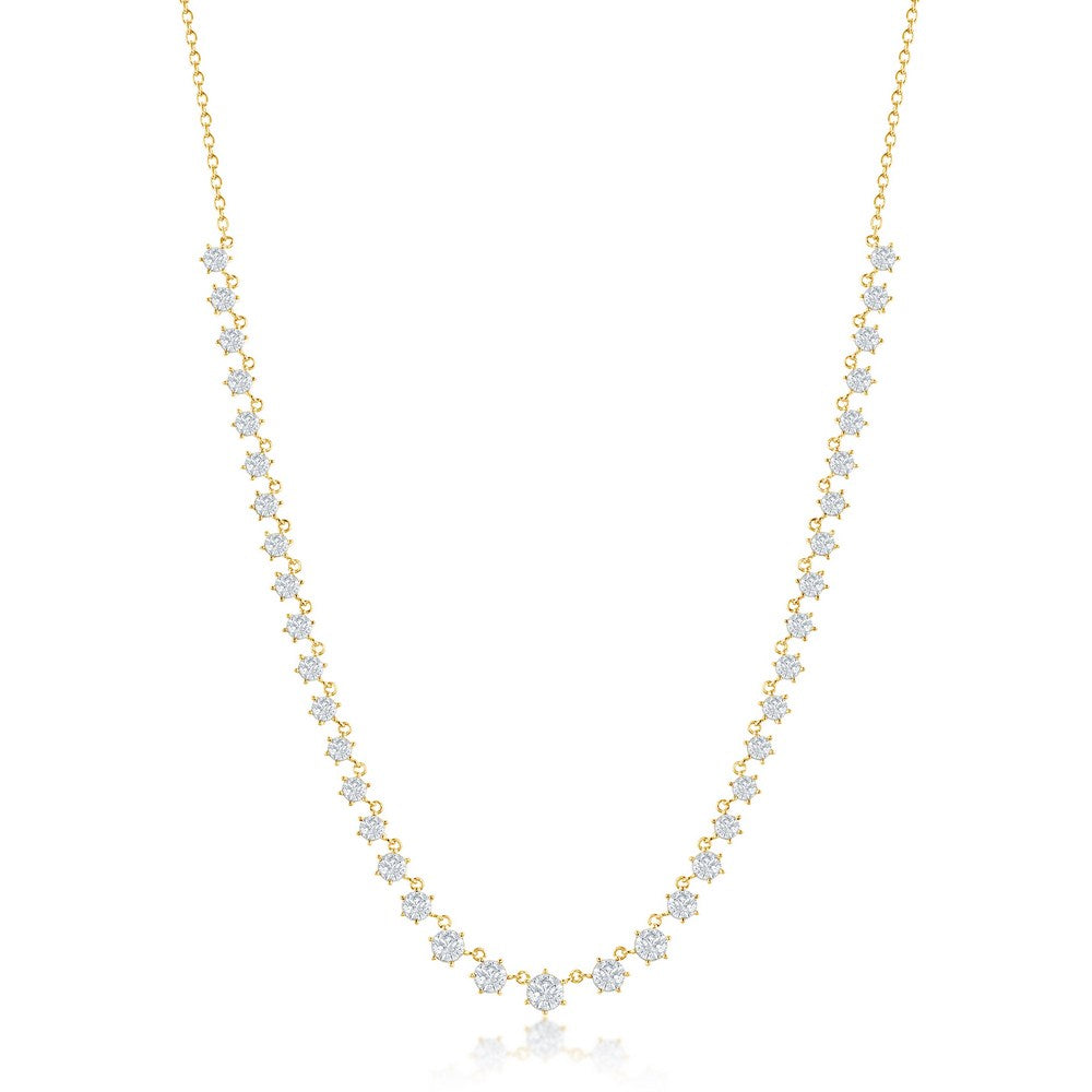 Exclusively Silver Graduated CZ Necklace