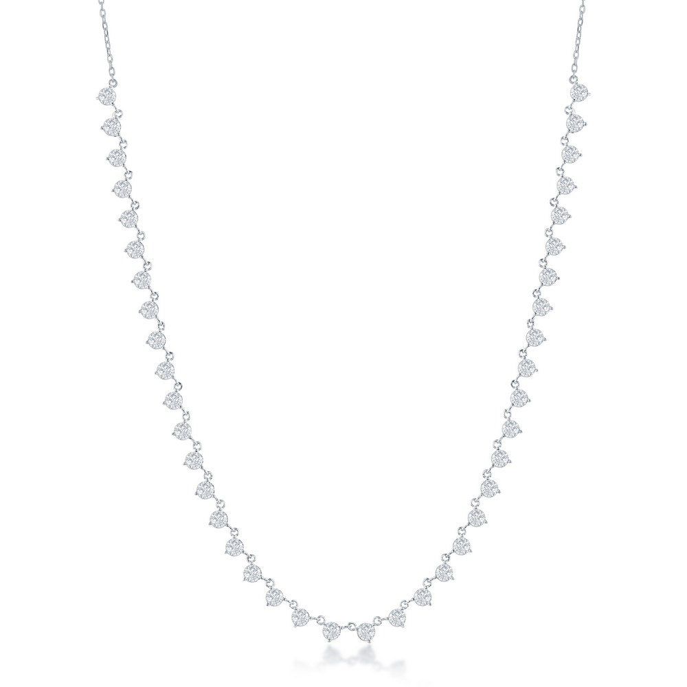 Exclusively Silver CZ Station Necklace