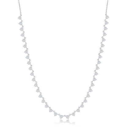 Exclusively Silver CZ Station Necklace