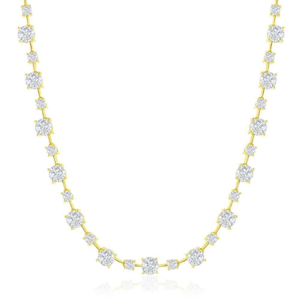 Exclusively Silver Alternating CZ Size Station Necklace