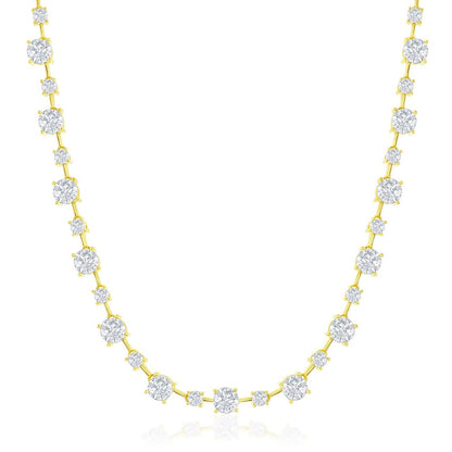 Exclusively Silver Alternating CZ Size Station Necklace