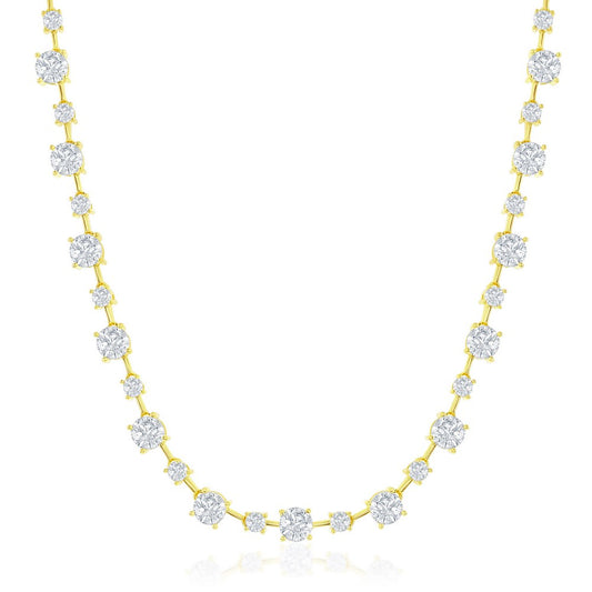 Exclusively Silver Alternating CZ Size Station Necklace