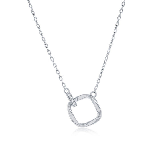 Exclusively Silver Twisted Square Necklace