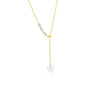 Exclusively Silver Pearl and CZ Lariat Necklace