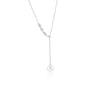 Exclusively Silver Pearl and CZ Lariat Necklace