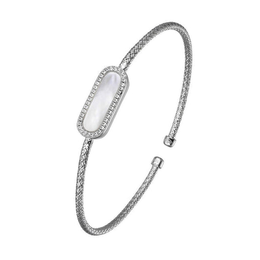 Exclusively Silver Mother of Pearl Cuff Bracelet